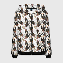 Толстовка 3D на молнии мужская Доберман Doberman, цвет: 3D-черный