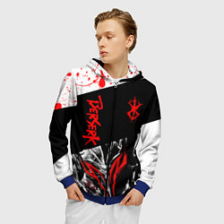 Толстовка 3D на молнии мужская Берсерк черная маска с логотипом, цвет: 3D-синий — фото 2
