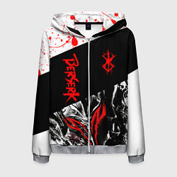 Толстовка 3D на молнии мужская Берсерк черная маска с логотипом, цвет: 3D-меланж