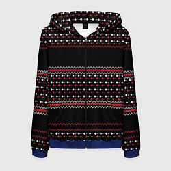 Толстовка 3D на молнии мужская НОВОГОДНИЙ ПАТТЕРН SWEATER, цвет: 3D-синий
