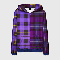 Толстовка 3D на молнии мужская Purple Checkered, цвет: 3D-синий