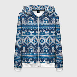 Толстовка 3D на молнии мужская Christmas Pattern, цвет: 3D-белый