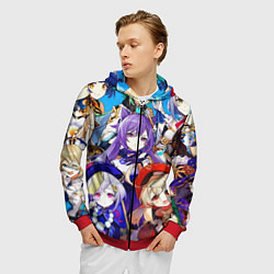 Толстовка 3D на молнии мужская ГЕРОИ ИГРЫ GENSHIN IMPACT, цвет: 3D-красный — фото 2
