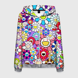 Толстовка 3D на молнии мужская Цветы Takashi Murakami, цвет: 3D-меланж