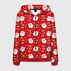 Толстовка 3D на молнии мужская САНТА КЛАУС НОВЫЙ ГОД, цвет: 3D-красный