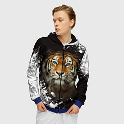 Толстовка 3D на молнии мужская Год тигра2022, цвет: 3D-синий — фото 2