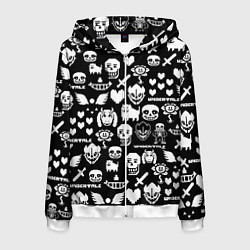 Мужская толстовка на молнии UNDERTALE PATTERN БЕЛЫЙ