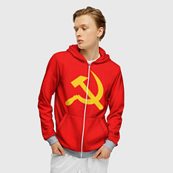 Толстовка 3D на молнии мужская Красный Советский союз, цвет: 3D-меланж — фото 2