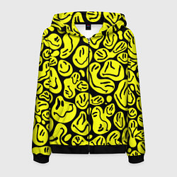 Толстовка 3D на молнии мужская The Смайлики, цвет: 3D-черный