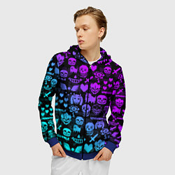 Толстовка 3D на молнии мужская UNDERTALE NEON PATTERN УЗОР, цвет: 3D-синий — фото 2