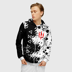 Толстовка 3D на молнии мужская The Witcher black & white, цвет: 3D-белый — фото 2