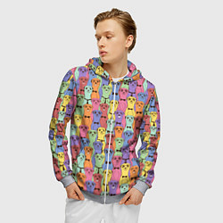 Толстовка 3D на молнии мужская Красочные Сурикаты, цвет: 3D-меланж — фото 2