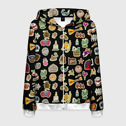 Толстовка 3D на молнии мужская Россия и СССР паттерн, цвет: 3D-белый