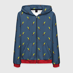 Толстовка 3D на молнии мужская Тукан паттерн, цвет: 3D-красный