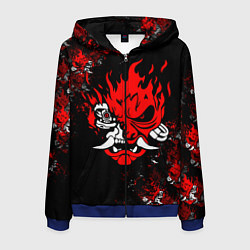 Толстовка 3D на молнии мужская SAMURAI CYBERPUNK 2077 LOGO, цвет: 3D-синий