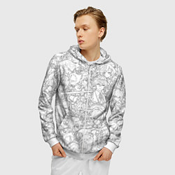 Толстовка 3D на молнии мужская ПЕРСОНАЖИ МАНГА ГЕНШИН ИМПАКТ, цвет: 3D-белый — фото 2
