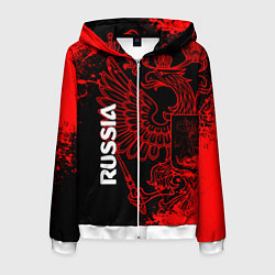 Толстовка 3D на молнии мужская Russia Герб страны, цвет: 3D-белый