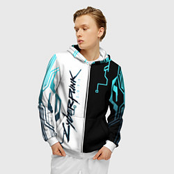 Толстовка 3D на молнии мужская Cyberpunk 2077 Game, цвет: 3D-белый — фото 2