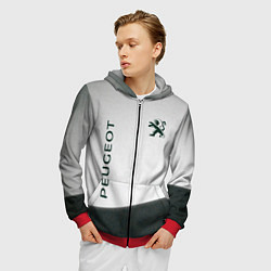 Толстовка 3D на молнии мужская Peugeot 308 sport, цвет: 3D-красный — фото 2