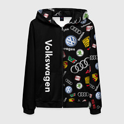 Толстовка 3D на молнии мужская Volkswagen Group Half Pattern, цвет: 3D-черный
