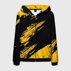 Толстовка 3D на молнии мужская BLACK AND YELLOW GRUNGE ГРАНЖ, цвет: 3D-черный