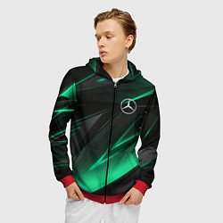 Толстовка 3D на молнии мужская MERCEDES-BENZ AMG NEON STRIPES PETRONAS, цвет: 3D-красный — фото 2