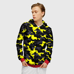 Толстовка 3D на молнии мужская Black Camo, цвет: 3D-красный — фото 2