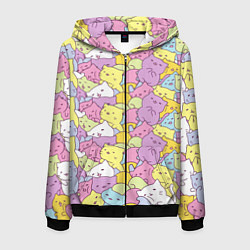 Толстовка 3D на молнии мужская Cute pattern of seals, цвет: 3D-черный