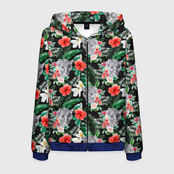 Мужская толстовка на молнии Леопарды в цветах