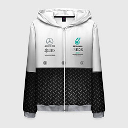 Толстовка 3D на молнии мужская MERCEDES F1 СТАЛЬ, цвет: 3D-меланж