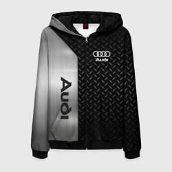 Толстовка 3D на молнии мужская AUDI АУДИ МЕТАЛ, цвет: 3D-черный