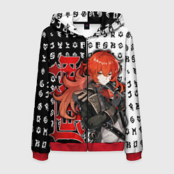 Толстовка 3D на молнии мужская DILUC - ДИЛЮК ГЕНШИН ИМПАКТ, цвет: 3D-красный