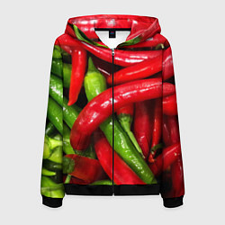 Толстовка 3D на молнии мужская Жгучие перцы, цвет: 3D-черный