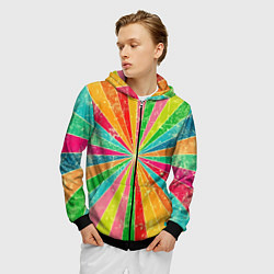 Толстовка 3D на молнии мужская Геометрический паттерн Retro, цвет: 3D-черный — фото 2