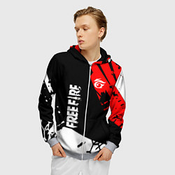 Толстовка 3D на молнии мужская FREE FIRE ФРИ ФАЕР, цвет: 3D-меланж — фото 2