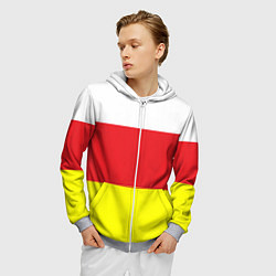 Толстовка 3D на молнии мужская СЕВЕРНАЯ ОСЕТИЯ РЕСПУБЛИКА, цвет: 3D-меланж — фото 2