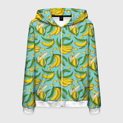 Толстовка 3D на молнии мужская Banana pattern Summer Fashion 2022, цвет: 3D-белый