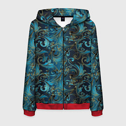Толстовка 3D на молнии мужская Blue Abstract Узоры, цвет: 3D-красный