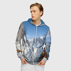 Толстовка 3D на молнии мужская Minecraft Mountains Video game, цвет: 3D-меланж — фото 2