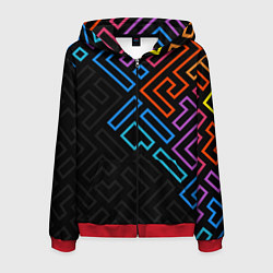 Толстовка 3D на молнии мужская НЕОНОВЫЕ ФИГУРЫ НЕОН, цвет: 3D-красный