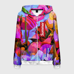Мужская толстовка на молнии Красочный летний цветочный паттерн Summer color pa