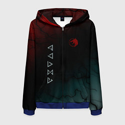 Толстовка 3D на молнии мужская The witcher Волк Черные Молнии, цвет: 3D-синий