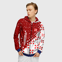 Толстовка 3D на молнии мужская Resident Evil Umbrella Corporation паттерн, цвет: 3D-синий — фото 2