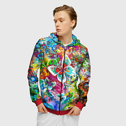 Толстовка 3D на молнии мужская Яркое безумие Бабочки, кляксы, граффити, цвет: 3D-красный — фото 2
