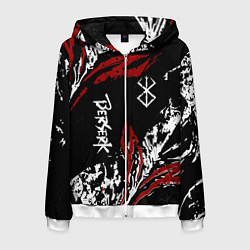 Толстовка 3D на молнии мужская BERSERK BLACK MASK - БЕРСЕРК ЧЁРНАЯ МАСКА, цвет: 3D-белый