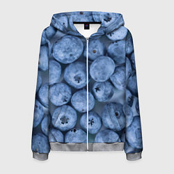 Толстовка 3D на молнии мужская Голубика - фон, цвет: 3D-меланж