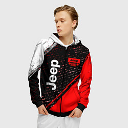 Толстовка 3D на молнии мужская JEEP - Краска, цвет: 3D-черный — фото 2