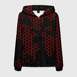 Мужская толстовка на молнии НАНОКОСТЮМ Black and Red Hexagon Гексагоны