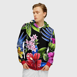 Толстовка 3D на молнии мужская Floral vanguard composition Летняя ночь Fashion tr, цвет: 3D-красный — фото 2