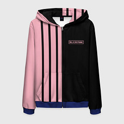 Толстовка 3D на молнии мужская BLACKPINK HALF BLACK-PINK MINI LOGO, цвет: 3D-синий